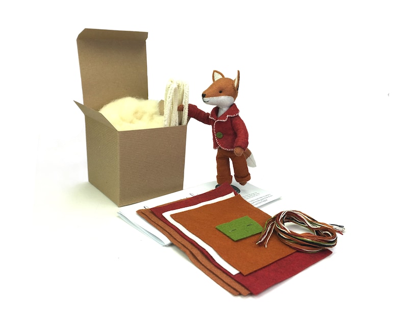 Felix fox kit, Felt fox ornament, Felt Animal Craft Kit Fox sewing kit, hand-sewing kit, beginner sewing kit, DIY sewing, fantastic fox image 2