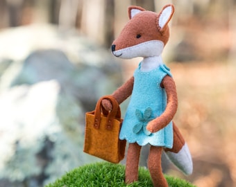 Charlotte Fox PDF pattern, girl fox pattern, foxy, beginner sewing, Felt Animal sewing pattern, fox pluch toy