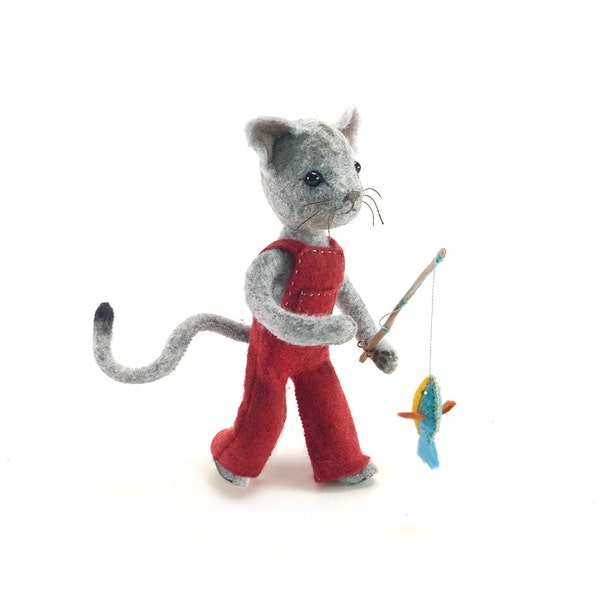 Calvin Cat hand-stitching kit, cat sewing kit, felt cat, cat doll