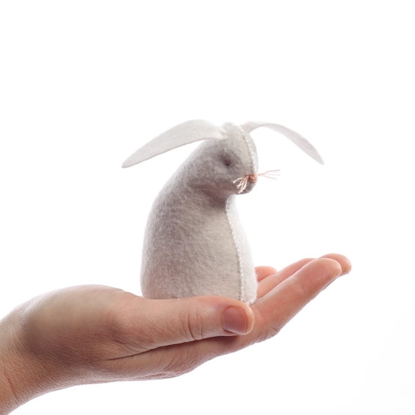 White Rabbit PDF Pattern, bunny pattern, DIY sewing, beginner sewing, crafts for kids, beginner sewing kit, rabbit ornament kit, hand sewing