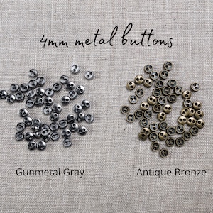 4mm Metal Doll Buttons: Antique Bronze, Miniature 2-Hole (48 pc)