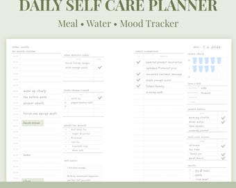 Daily Self Care Planner Printable | Mood Tracker, Water Tracker & Habit Tracker | A5 PDF PNG