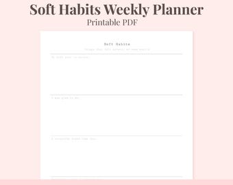Soft Habits Weekly Planner – Gentle Habit Tracker Reflection | Undated Printable | 4 sizes | PDF PNG