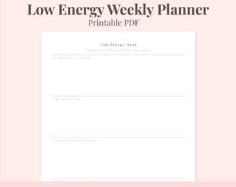 Low Energy Weekly Planner – Burnout Reflection Page (4 sizes | PNG PDF Download)