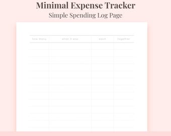 Minimal Expense Tracker |Minimal Budget Template (4 sizes | PNG PDF)