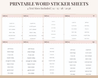 Printable Planner Stickers | Word Labels for Journals & Planners | PDF PNG Sticker Sheets
