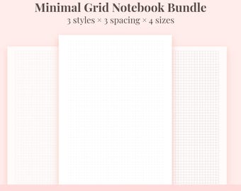 Printable Notebook Paper Bundle | Dot Grid, Dashed & Lined Pages | A4 A5 Letter Half Letter PDF PNG