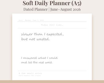 2026 Summer Daily Planner A5 Printable | June July August Dated Planner Insert | 92 Pages PDF PNG Daily Journal