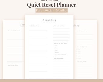 Gentle Daily Reset Planner — For Burnout & Overwhelmed Days | Undated Printable