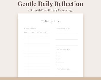 Burnout Recovery Daily Planner Page | Soft Timeline, Gentle Focus (Digital Download) | 4 sizes