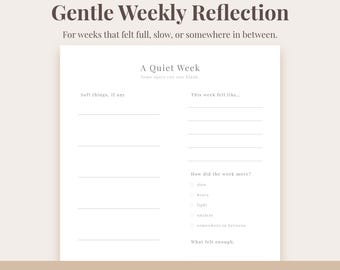 Gentle Weekly Reflection Journal | Burnout Recovery, Mental Reset Planner (Digital Download | 4 sizes)