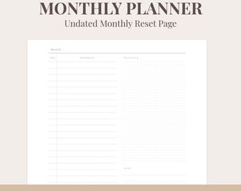 US Letter Monthly Planner Printable | Vertical Timeline Planner | PDF PNG