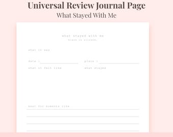 Universal Review Journal Page | Book, Movie, Game, Food Reflection (Digital Download)