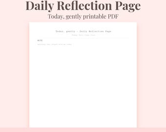 Gentle Daily Reflection Page | Burnout Journal Insert, Minimalist Note (4 sizes | PDF PNG)