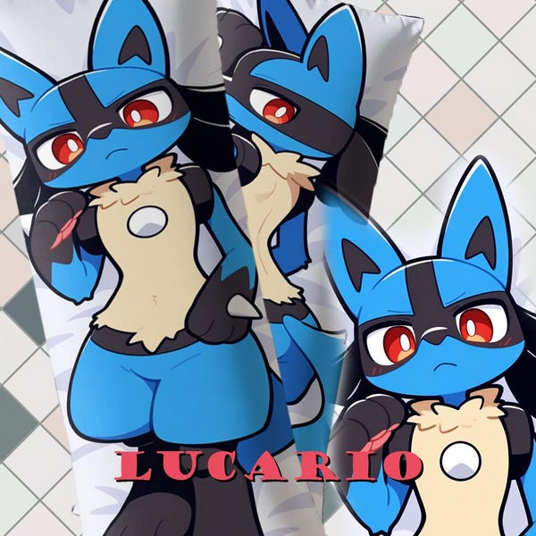 Lucario Dakimakura-hoes - 2-weg tricot / perzikhuid - anime-kussensloop 50 x 150 / 60 x 180 cm