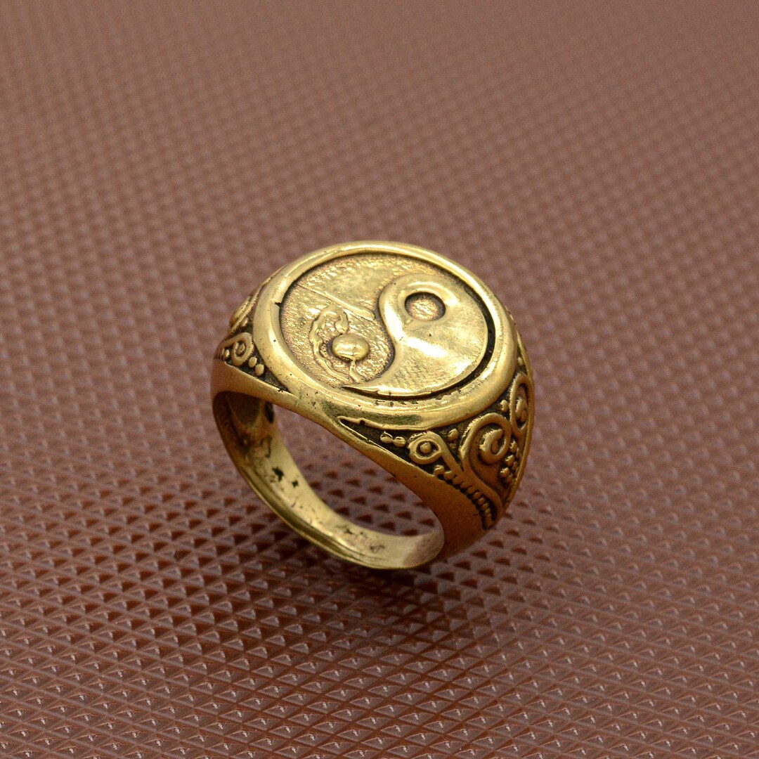 Ying Yang Ring: Handmade Brass Vintage Ethnic Signet - Etsy