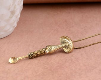 Pingente de colher artesanal em latão para orelha: Chaveiro vintage com pingente de colher e corrente.
