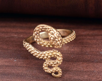 Gold Snake Adjustable Ring: Statement Serpent Handmade Animal Ring