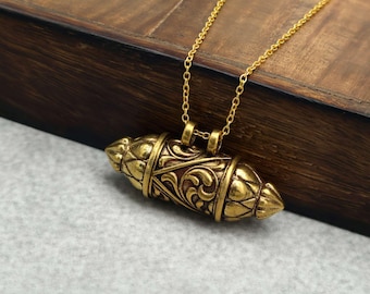 Vintage Indian Brass Taviz Amulet Pendant, Ethnic Prayer Box