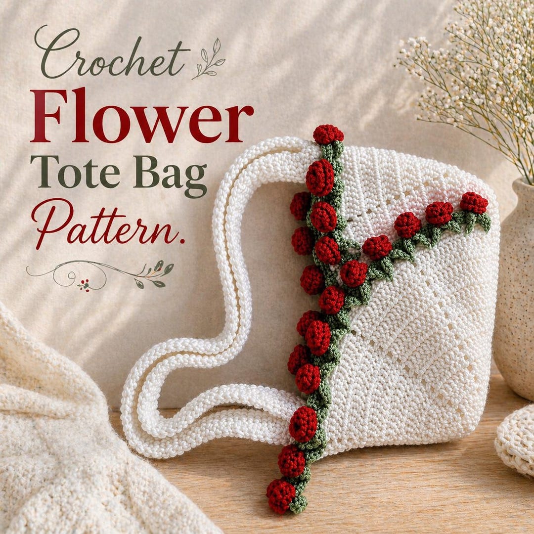 Crochet Flower Tote Bag Pattern | Floral Crochet Bag PDF | 3D Rose ...