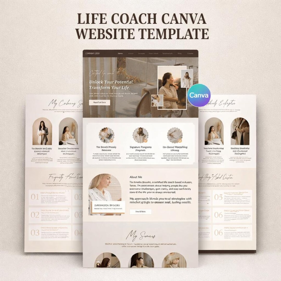 Life Coach Canva Website Template | Coaching Business Sales Page ...