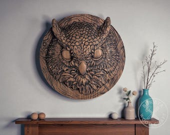 Owl Wall Hanging: Detailed Hand-Painted Rustic Wood - Nature Inspired