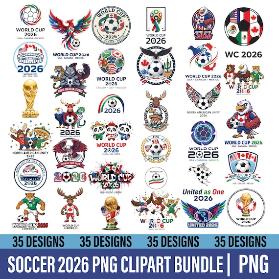 Soccer 2026 PNG Clipart Bundle, International Soccer Championship 2026 PNG, WC 2026 Soccer Typography Png, Soccer Shirt Design Png