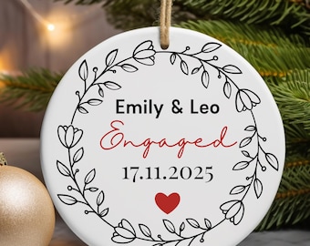 Personalized Engaged Ornament 2025,Wedding Keepsake Ornament,Engagement Ornament with Names & Date,Engaged Gift,Newlywed Gift For Couple