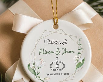 Personalized Engaged Ornament 2025,Wedding Keepsake Ornament,Engagement Ornament with Names & Date,Engaged Gift,Newlywed Gift For Couple