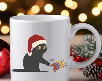 Cat Anti Trump Mug/Sarcastic Coffee Mug/Gift for Liberal/FDT/Grumpy Black Cat Mug/Not My President/Subtle Anti Trump Mug/Trump Parody/Resist