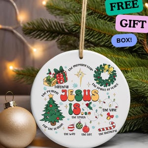 Jesus Is Christmas Ornament, Christian Christmas Ornament, Religious Holiday Decor, Bible Verse Ornament, Faith Gift, Jesus Tree Decoration