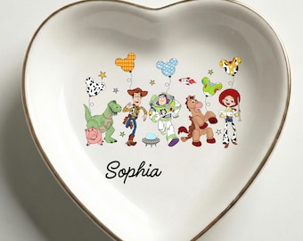 Porte-objets Toy Story personnalisé avec nom, plateau Toy Story personnalisé pour enfants, cadeau Woody Buzz Jessie Rex, anniversaire Disney, assiette à bijoux