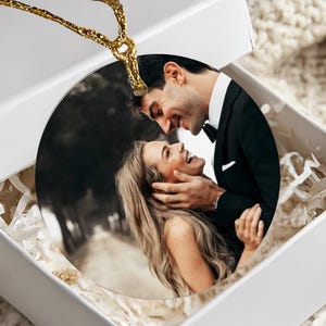 Picture Ornament, Custom Christmas Ornament, Couples Ornaments, Personalized Photo Ornament, Ceramic, Holiday Decor, Unique Christmas Gift