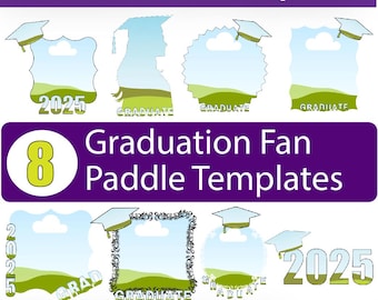 8 Graduation Fan Template Bundle, Grad Fan Template, Custom Graduation Fan, Grad Paddle Fan,  Graduation Fan 2025
