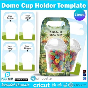 Plantilla de portavasos con forma de cúpula, editable en Canva (descarga digital)