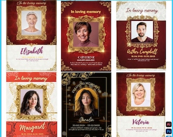 In Loving Memory Canva Templates, Funeral Memorial Bundle