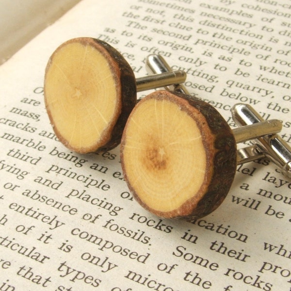 Rustic Oak Cuff Links Handcrafted in Scotland. Gift Boxed. Organic, Eco Friendly Natural Wood Cufflinks.