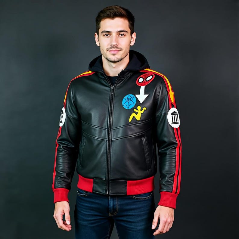 Spider-Man Photographer Jacket, Marvel Rivals Peter Parker Cosplay Leather Hoodie, Spidey Superhero Gift for Men image 11