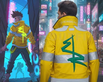 Handmade Cyberpunk Edgerunner Neon Jacket – David Martinez Punk 2077 Cosplay Coat