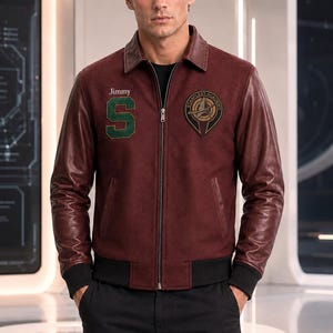 Sternenflotten-Akademie Darem Reymi inspirierte Bomberjacke, Star Trek rote Kostümjacke, handgemachte rote Bomberjacke für Cosplay