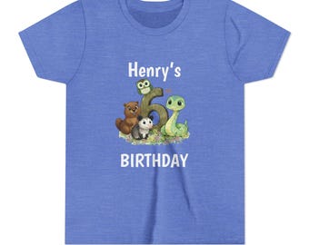 Personalized 'Henry's 6th Birthday' Kids Tee | Cute Woodland Animals