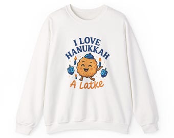 A Latke Kawaii Potato with Dreidels Hanukkah Sweatshirt | Funny Holiday Sweatshirt