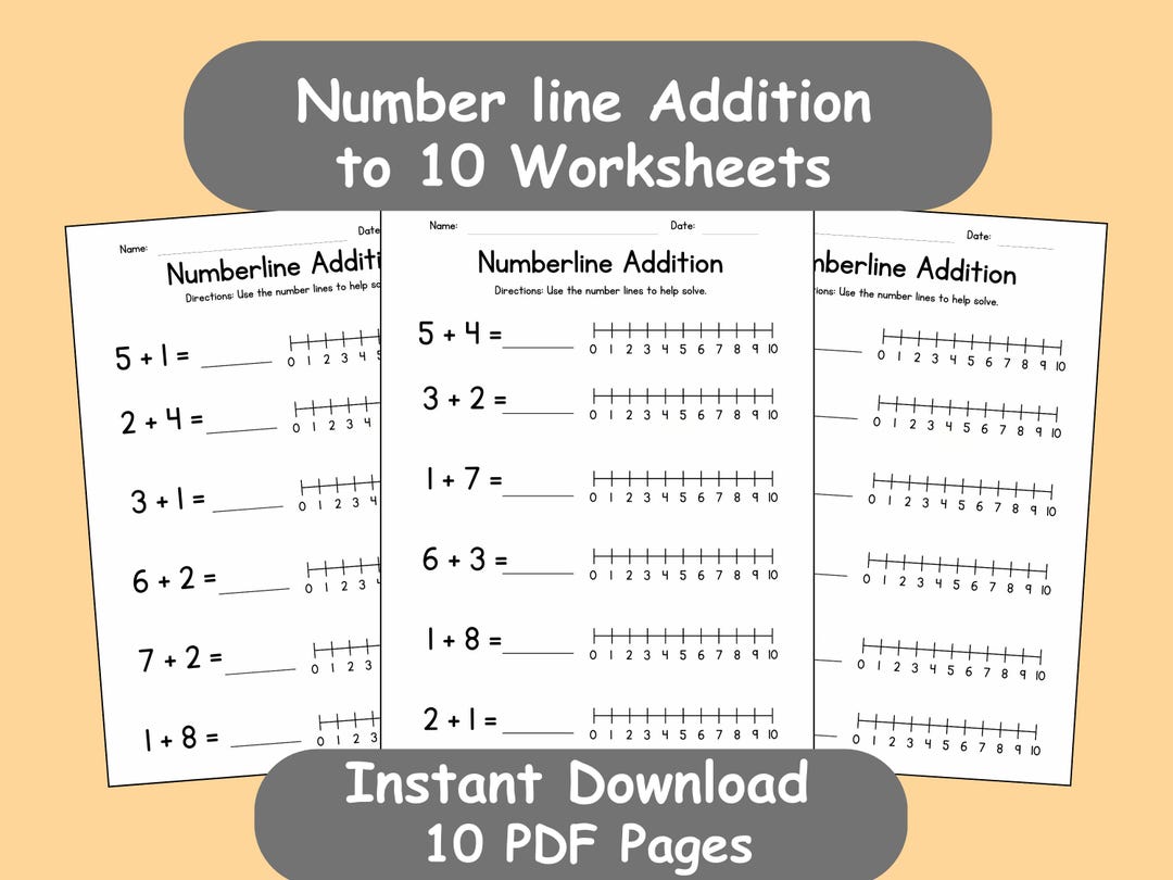 Number Line Addition to 10 Worksheets | 10 Printable Maths Sheets - Etsy