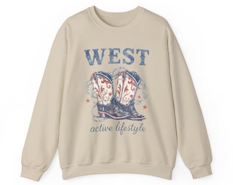 Sweat bottes de cowboy western, pull graphique rodéo vintage