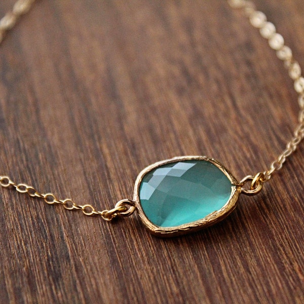 Aqua & Gold Glass Bracelet