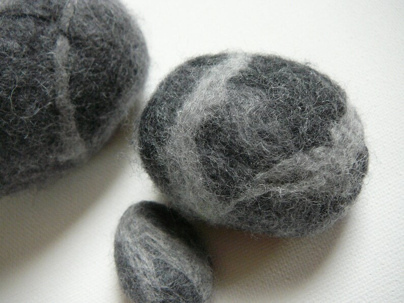 Soft Stone Set of 3 Grey Felted Stone Rock Boulder Pebble Etsy