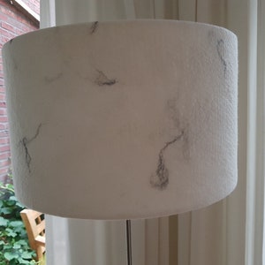 Felted lampshade in ivory white with grey - Eleonor