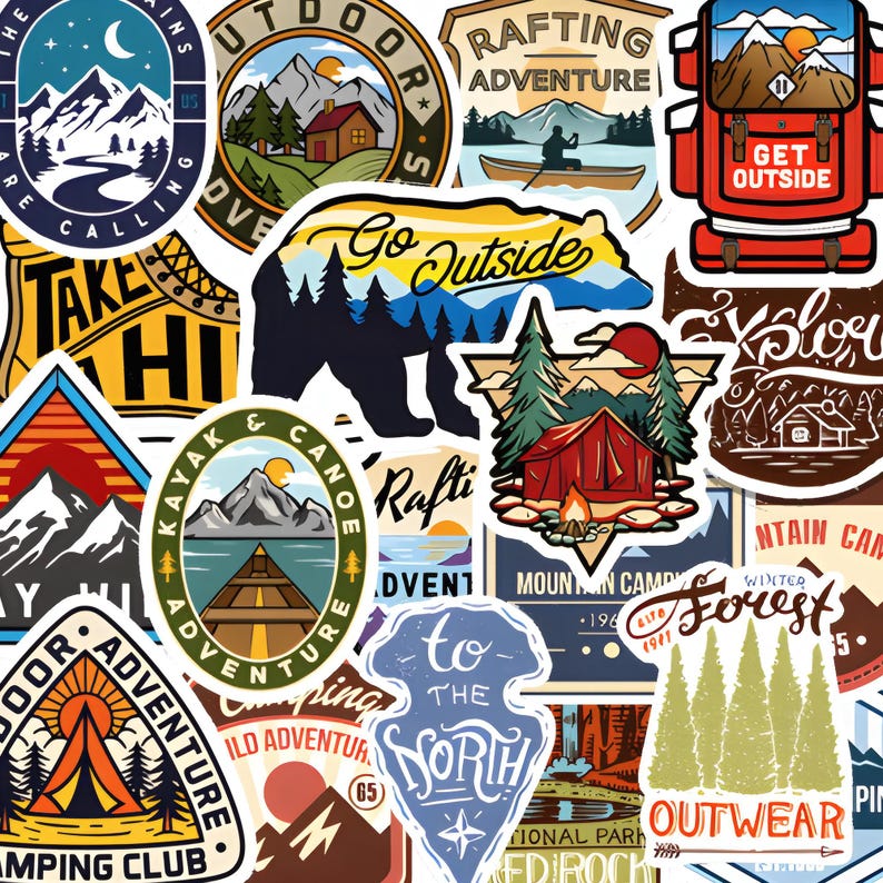 Lake Sticker Designs 48 Pcs Camping Stickers, Aesthetic Mountain Lake Decals, Waterproof ...