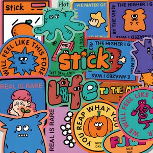 50Pcs Quirky and Funny Stickers, Colorful Cartoon Graffiti Decals for Water Bottles, Skateboards, Waterproof Aesthetic Stickers, Random Pack