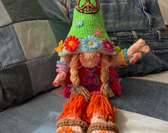 Modèle de crochet de poupée Hippie Gnome.